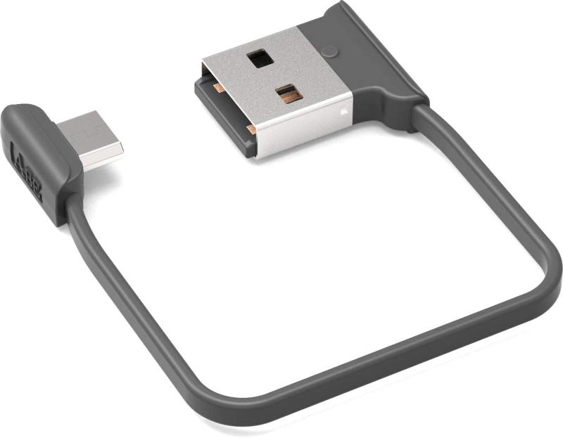 両端子L字microUSBケーブル 短い 約12cm L字 パターン4 ブラックホワイト