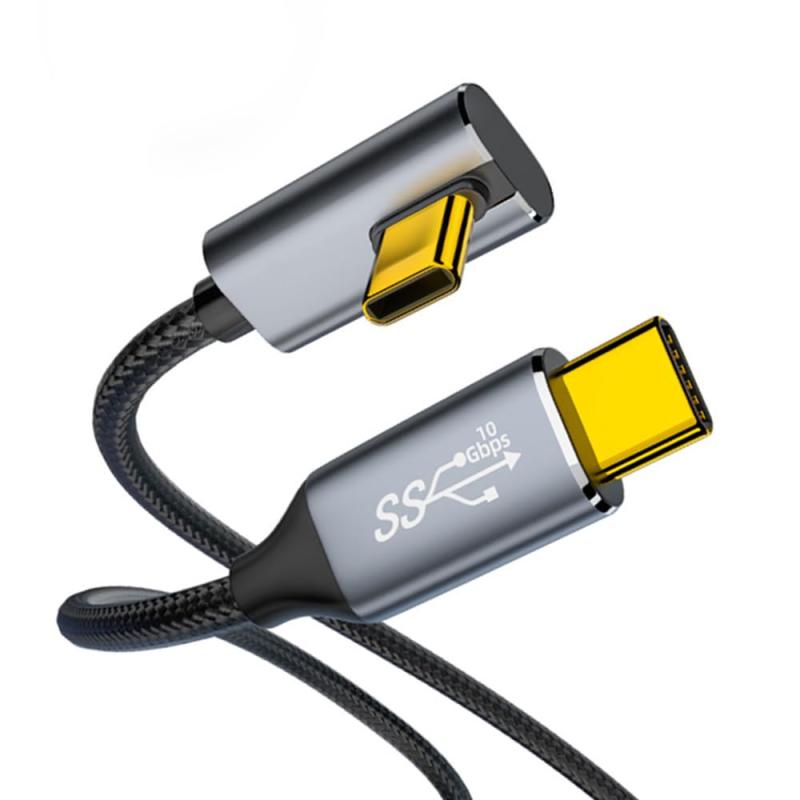 Type C ケーブル L字 USB-C & USB-C ケーブル PD対応 100W急速充電 USB3.1 Gen2*1(10Gbps) 4K/60Hz映像出力 ナイロン編み タイプc機種対応(左右)