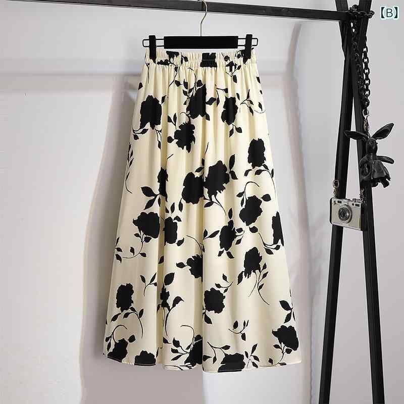 パンツドレス レディース 杭 州 高級 スカート レディース ハイウエスト大 スイング 花柄 夏 桑 ロング