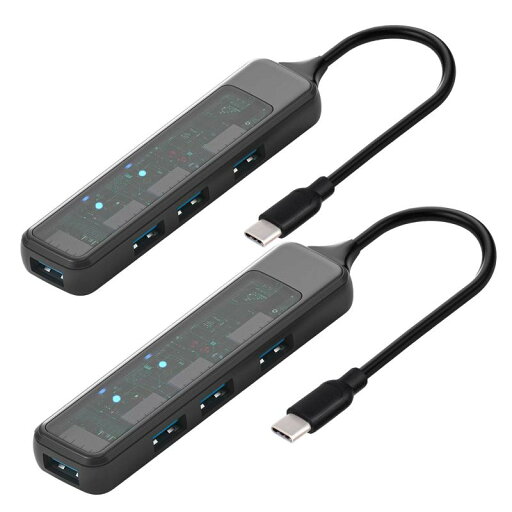 USB/USB Cハブ、XuanGui 4ポート超スリムポータブルUSBスプリッタ、USB 3.0&3 USB 2.0マルチポートアダプタ、デスクトップPC、ノートPC、モバイルHDD用USBエクスパンダハブ(2個) USB/USB Cハブ、XuanGui 4ポート超スリムポータブルUSBスプリッタ、USB 3.0&3 USB 2.0マルチポートアダプタ、デスクトップPC、ノートPC、モバイルHDD用USBエクスパンダハブ(2個)