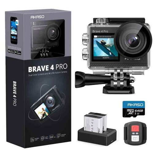 AKASO Brave4pro アクションカメラ4K 20MP SD カードセット AKASO Brave4pro アクションカメラ4K 20MP SD カードセット