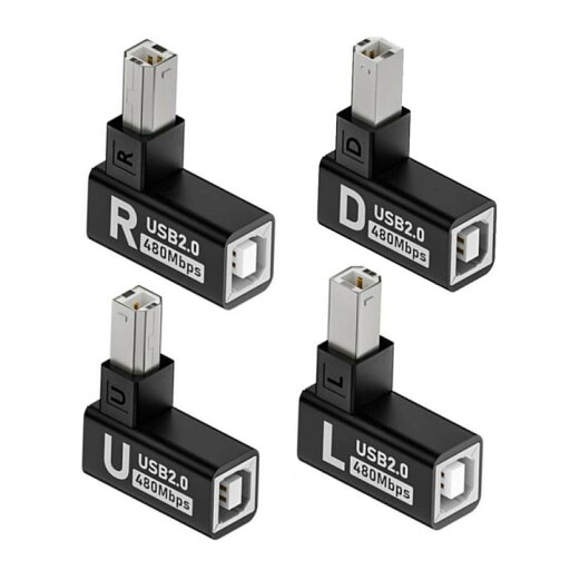 CY アダプター 4個/ロット USB 2.0 タイプ B オス - メス 延長アダプター 水平 垂直 90 度 プリンター スキャナー用 CY アダプター 4個/ロット USB 2.0 タイプ B オス - メス 延長アダプター 水平 垂直 90 度 プリンター スキャナー用