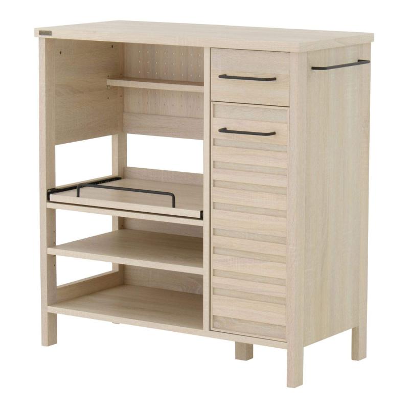 佐藤産業 LAFIKA 食器棚 幅85.5cm 奥行40cm 高さ90cm 背面化粧 スチール取っ手