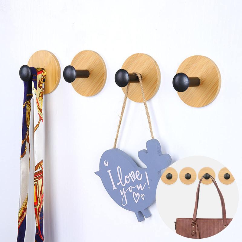 SAPASLIFE フック 粘着 壁掛けフック 強力 粘着フック 壁 傷つけない 穴開けず 壁 フック ウォールフック 防水 防錆 収納フック 木製フック 耐荷重約10KG 壁掛けフック キッチン 玄関 洗面所 オ