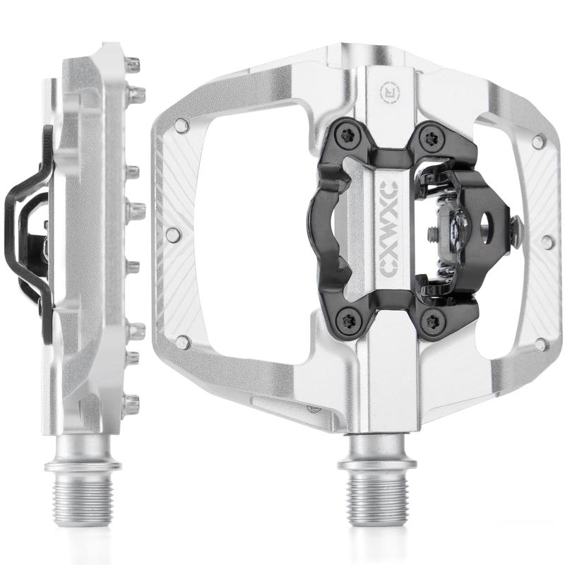 CXWXC 自転車 ペダル ビンディングペダル 片面フラット 滑り止め 広い踏み面 9/16インチ クリート付属 アルミ製 (CX-159)(4)