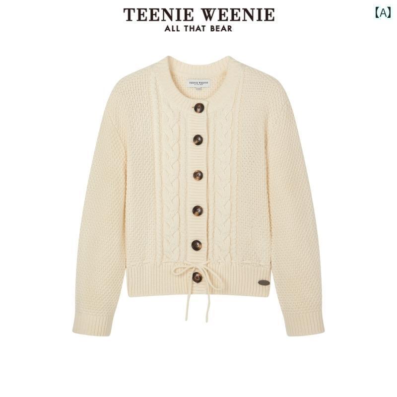 TeenieWeenieの女性向け春用ラムウール編みカーディガンは.フランス風のスタイルで.繊細な花柄が施表面の手触り感が特徴的です。(4)