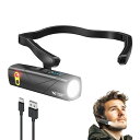 Smiling Shark 充電式 LED ヘッドライト, 【新概念耳掛け式・白色光・赤色光】 耳装着式ヘッドランプ センサー付き USB充電可能 5つの照明モード 高輝度アウトドアヘッドランプ 230°広角照明 超(4)