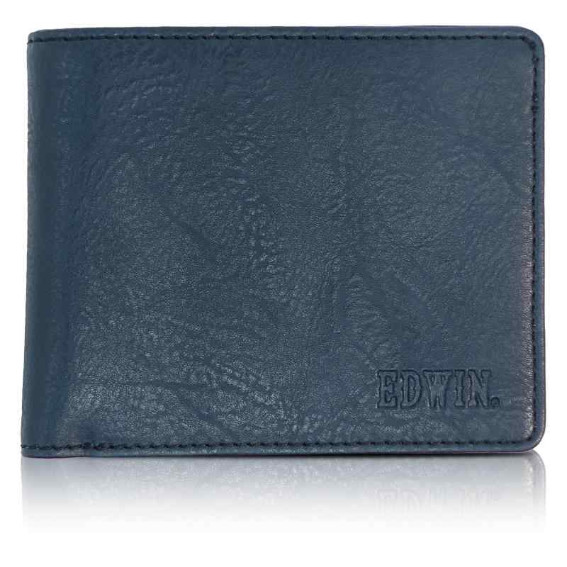 [エドウィン] 二つ折り財布 レトロ合皮 エンボスロゴ 合成皮革 カード収納 紙幣収納 小銭入れ ハトメ