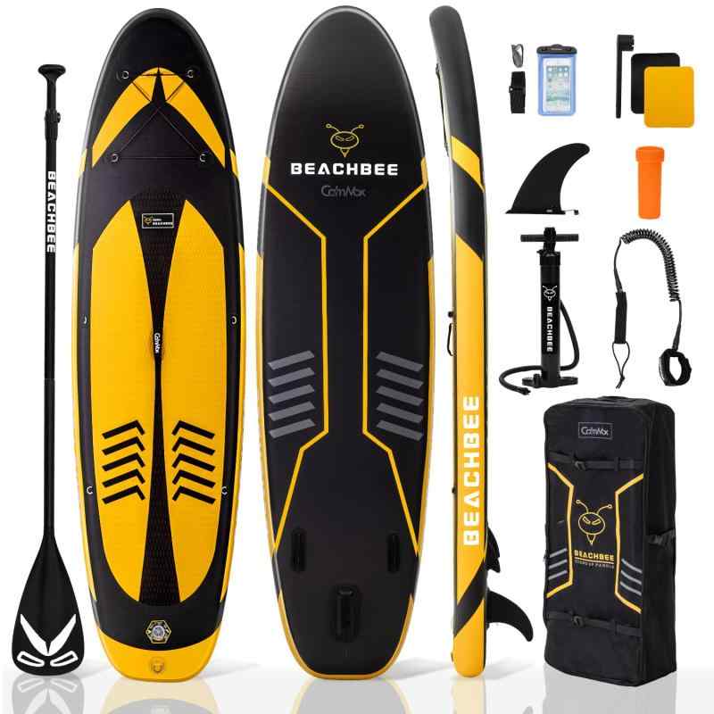CalmMax SUP サップボード プパドルボード SUP 釣り用 長320cm 幅80cm 厚15cm 耐荷重量160kg 初心者sup 防水電話バッグ 調節可能なパドル ハンドポンプ ボトムフィン リーシュ
