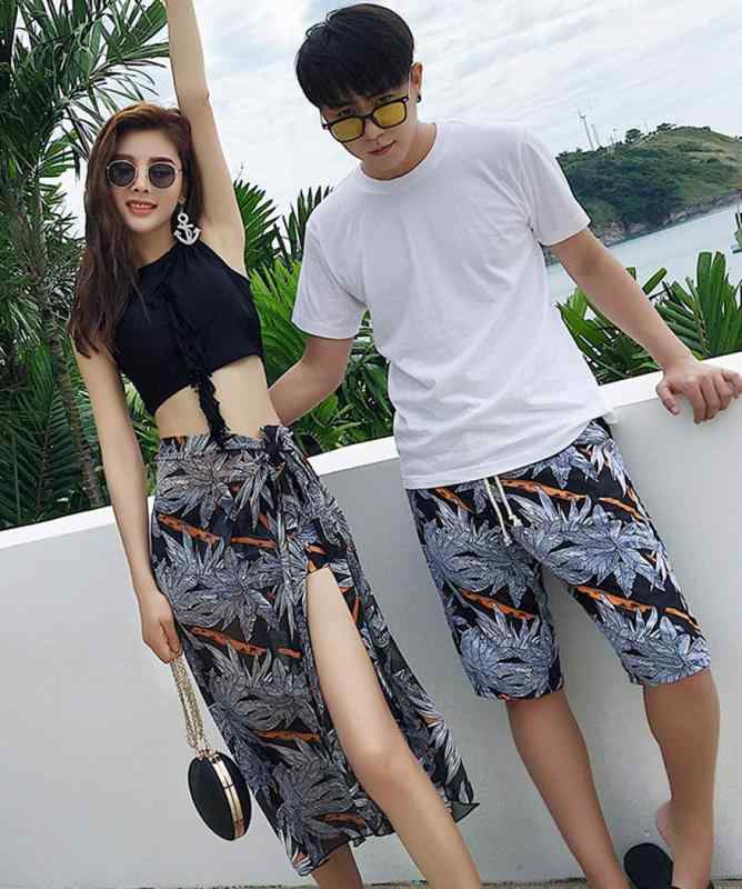 [レモンツリーセブン] ペア水着4点セット カップル 水着 ペアルック レディース ビキニ 体型カバー メンズ サーフパンツ スカート お揃い ご夫婦 ミズギ