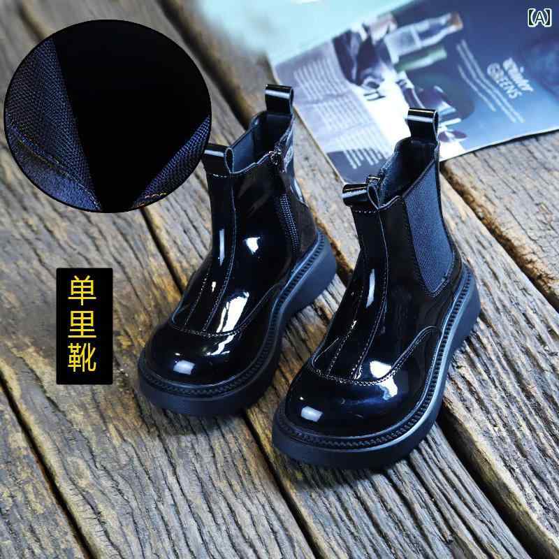 ブーツ 秋冬 子供用 子供用 ブーツ レディース 秋冬 シングル 革 男の子 ベビー ショート 女の子 パテ..