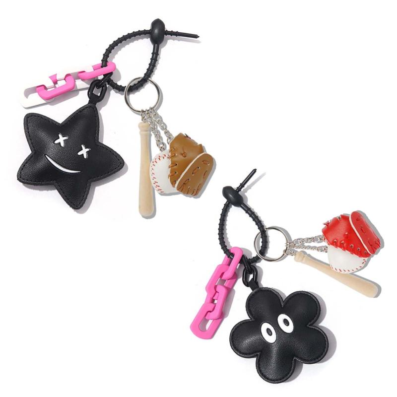 [KoiKoiii] 野球キーホルダー 可愛いバッグチャーム おしゃれやきゅうグローブキーホルダーリング ペアキーホルダー カップル スポーツ キーチェーン 車飾り 笑顔キーホルダー