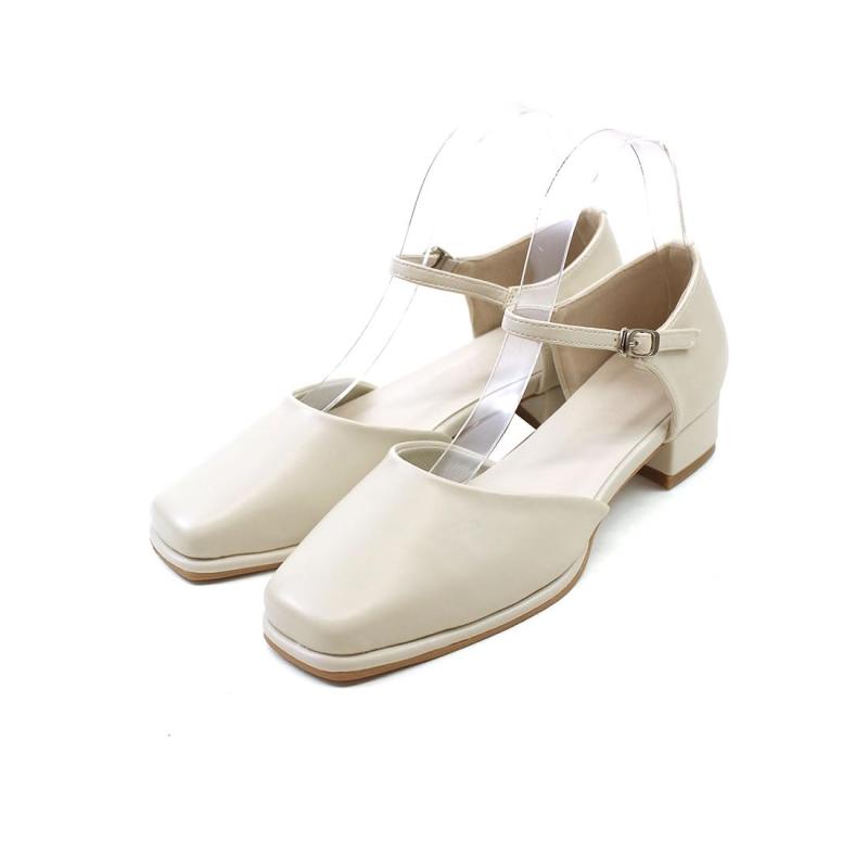 [Vivian] パンプス セパレート アンクルストラップ スクエアトゥ チャンキー ローヒール V3075AL