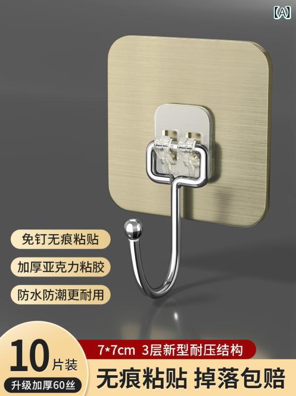 フック 壁 壁掛け 強力な吸着力で壁や壁面に穴を開けることなく.キッチンや他の場所に使える粘着フック。結束力抜群で簡単に取り付けら..