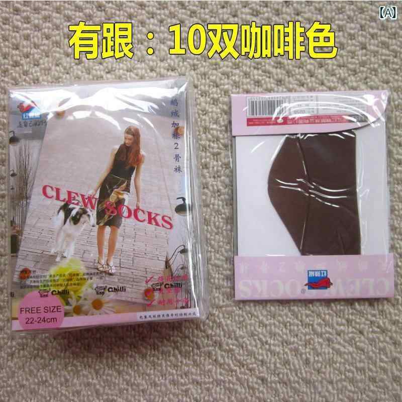 レディース ストッキング 10双入りのの赤い唐辛子パンスト。ベルベット薄でヒール付きの短丈靴下は.レ..