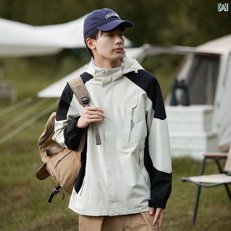 パーカー マウンテン アウトドア ジャケット ユニセックス 3 イン 1 クライミング スーツ カップル アウトドア 防風 防水 ファッション ブランド