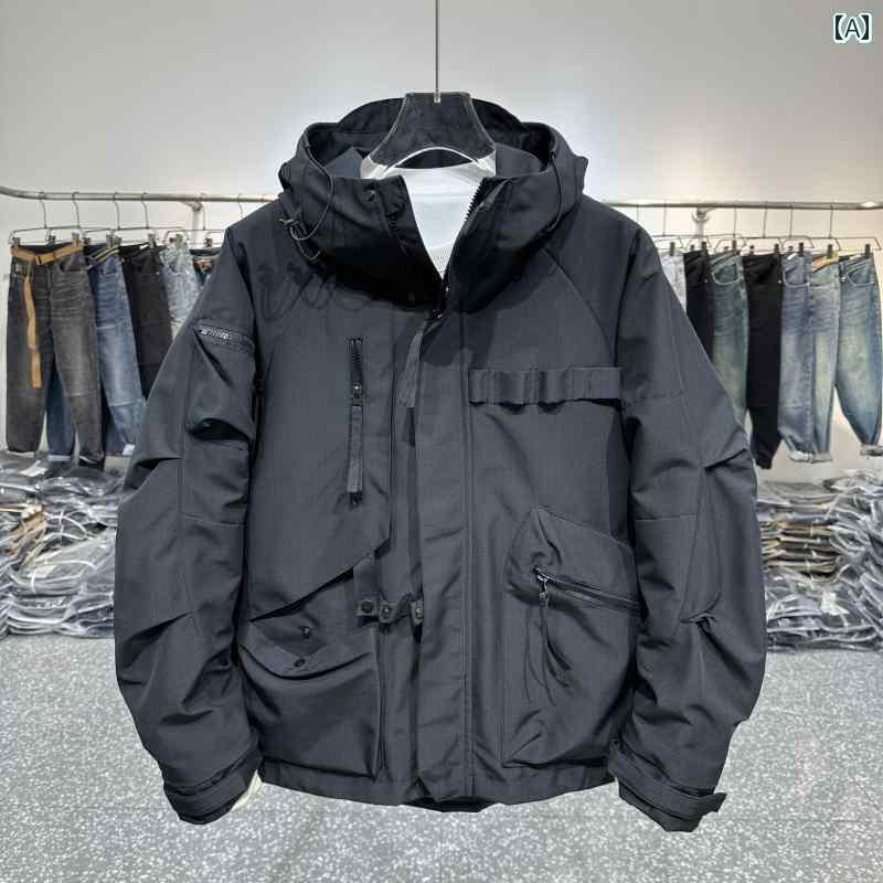 アウター パーカー アウトドア 2025春の男性用ワークウェアフード付きジャケット。韓国ブランドのアウトドア用フリースジャケット。カジュアルでゆったりしたシルエットのトップス。アイテム。