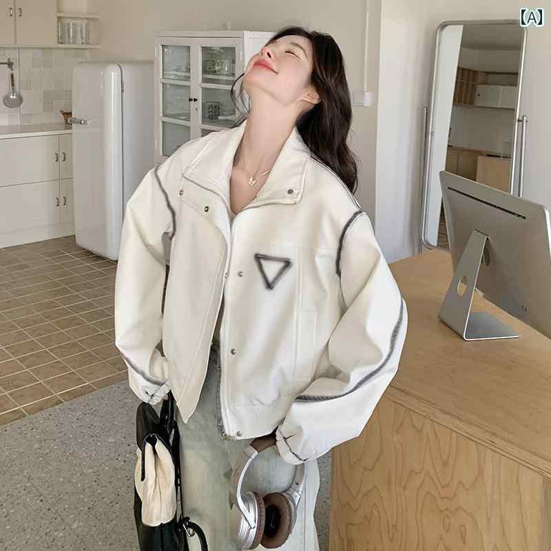 アウター パーカー アウトドア ホワイト ワークウェア ショート ジャケット レディース 春秋 2025 の 韓国 甘くて クールな 万能 アウトドア