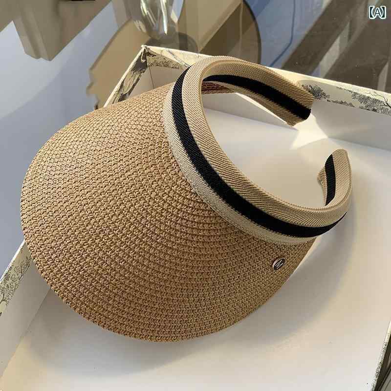 帽子 レディース サンハット ラフィア 麦わら 帽子. 女性用. 夏用.新 スタイル. 編み. トップ. サンハ..