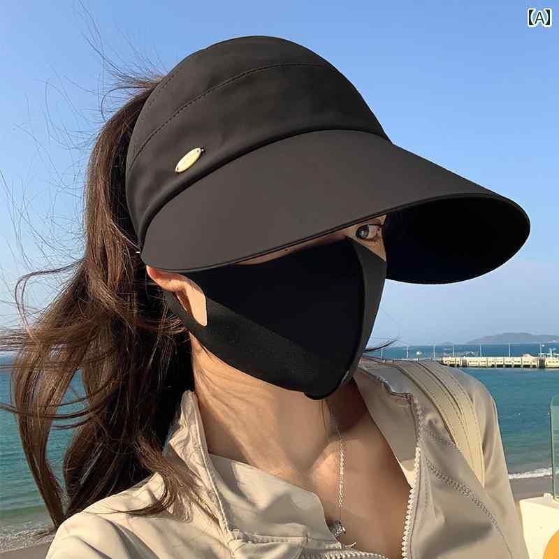 帽子 レディース サンハット 女性用 黒 プラスチック ハーフ エア トップ サンハット UV カット フルフ..