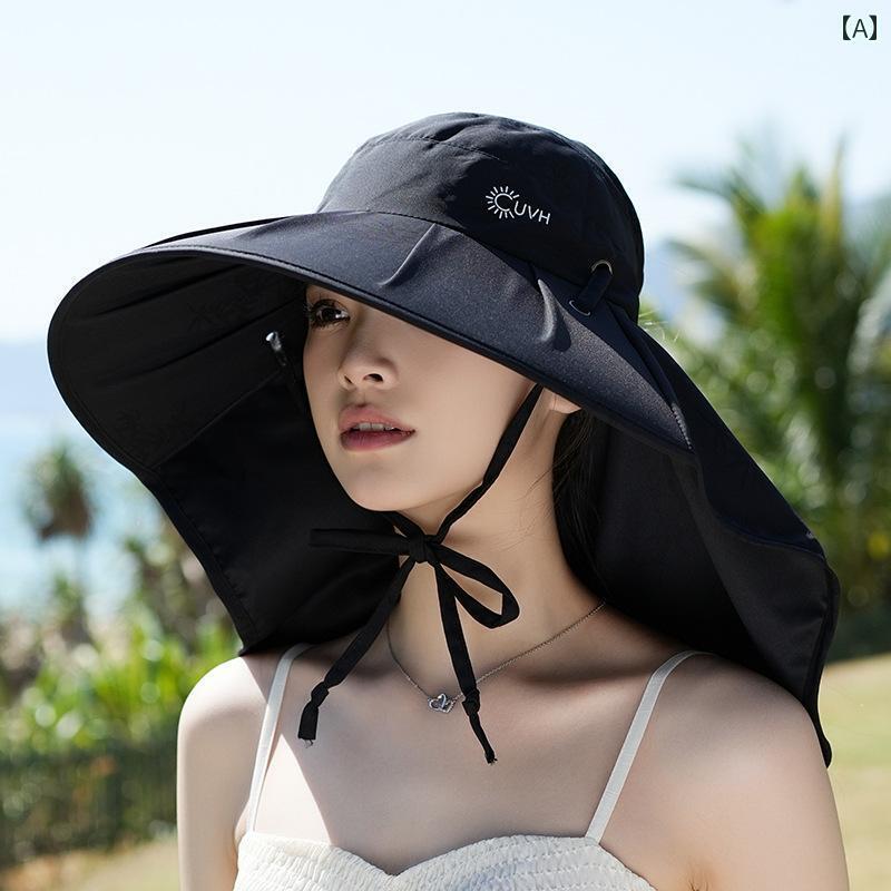 帽子 レディース サンハット レディース夏の日差しを避ける通気性のあるアウトドア用帽子で.首を守るマ..
