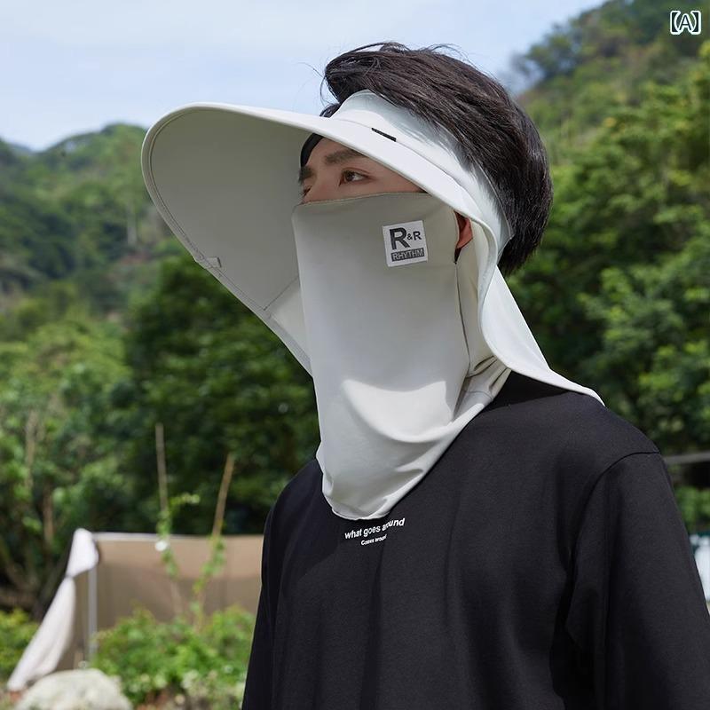 帽子 UVカット サンハット メンズ最新の夏用日よけ帽子。紫外線から肌を守る顔用マスクがついており.釣..