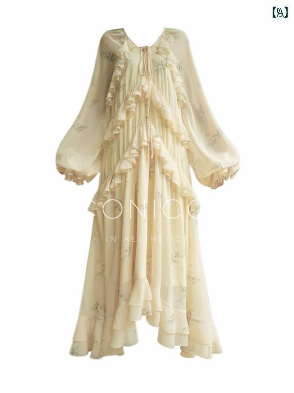 ワンピース ドレス レディース Aconiconi｜ ローズマリー フレンチ プラント プリント ワンピース 25 ..