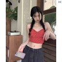 レディース トップス ホルターネック レディース トップス ホルターネック 美しい バックブラ. 一 体型 チェスト パッド. バックレ ストップが 付いた 女性用 ホルターネック ヨガ 水玉 模様の 赤い キャミソール