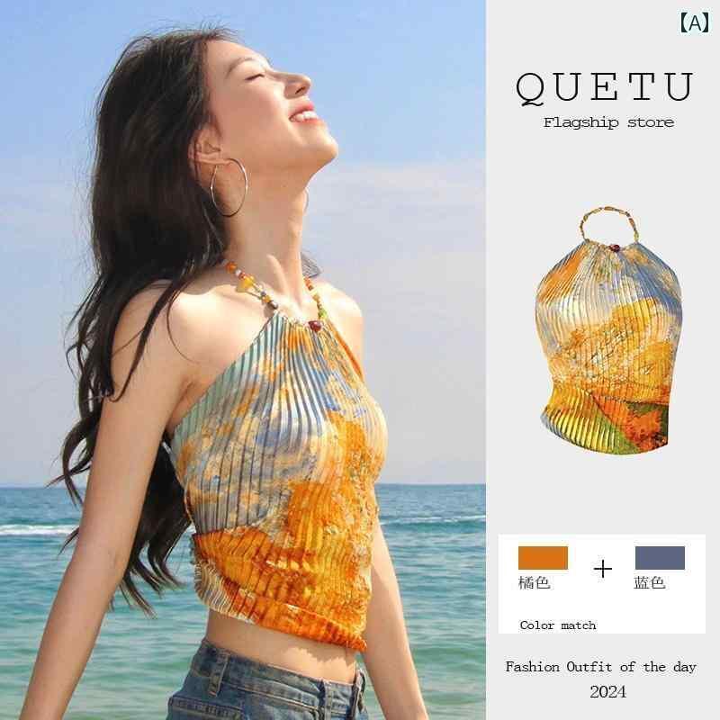 レディース トップス ホルターネック レディース トップス ホルターネック の 女性用 美しい 油絵 トッ..