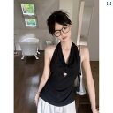 レディース トップス ホルターネック レディース トップス ホルターネック ホット ガール スタイル バックレス ホルターネックキャミソール ベスト レディース 2025 早春 アウトドアウェア スリム ブラック トップ