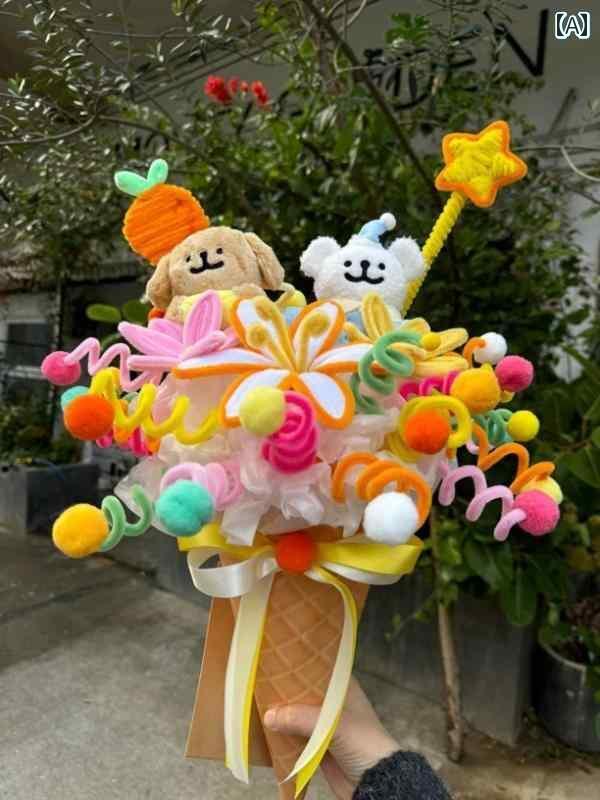 おもちゃ ホビー おもちゃ ホビー な ツイスト スティック ラインの 子犬の 花束の 材料 パッケージ DIY 3月 8日 レデイース 友人への 日の 贈り物