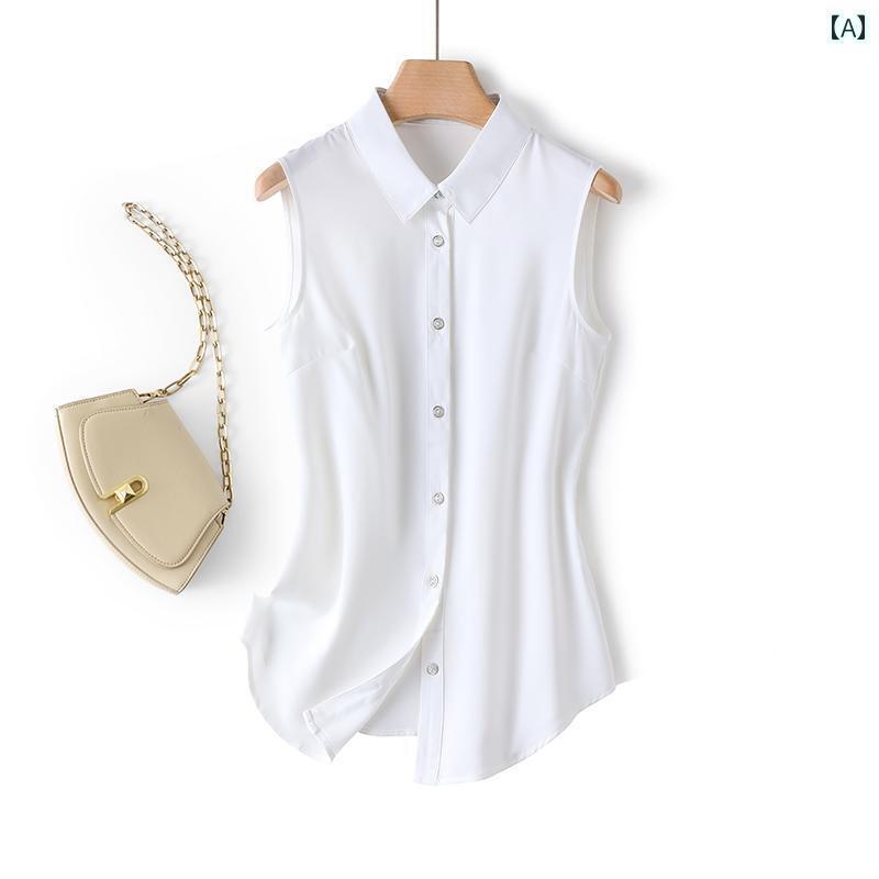 レディース　　シャツ　トップス 杭 州 ビッグ シルク シャツ レディース プロ インナー ベース ベスト..