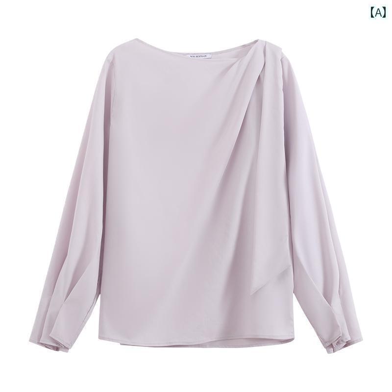 レディース　　シャツ　トップス NON RESTRAIN レディース フレンチ ゆったり 長袖 シャツ リボン 春