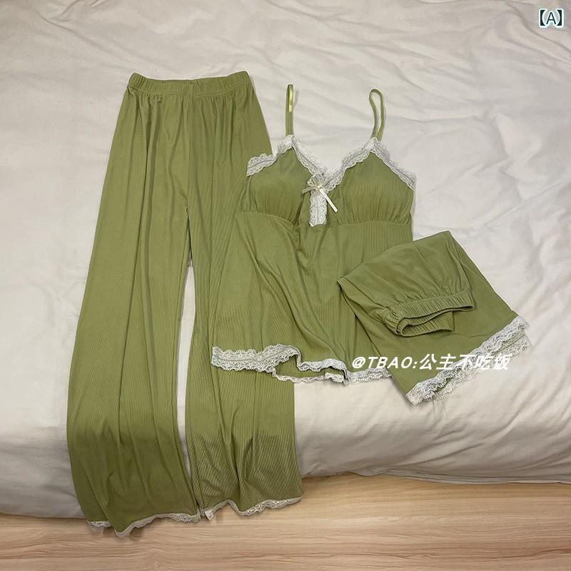 　パジャマ　レディース　上下 夏 パジャマ レディース サスペンダー 冷感 スリーピーススーツ シルク ..