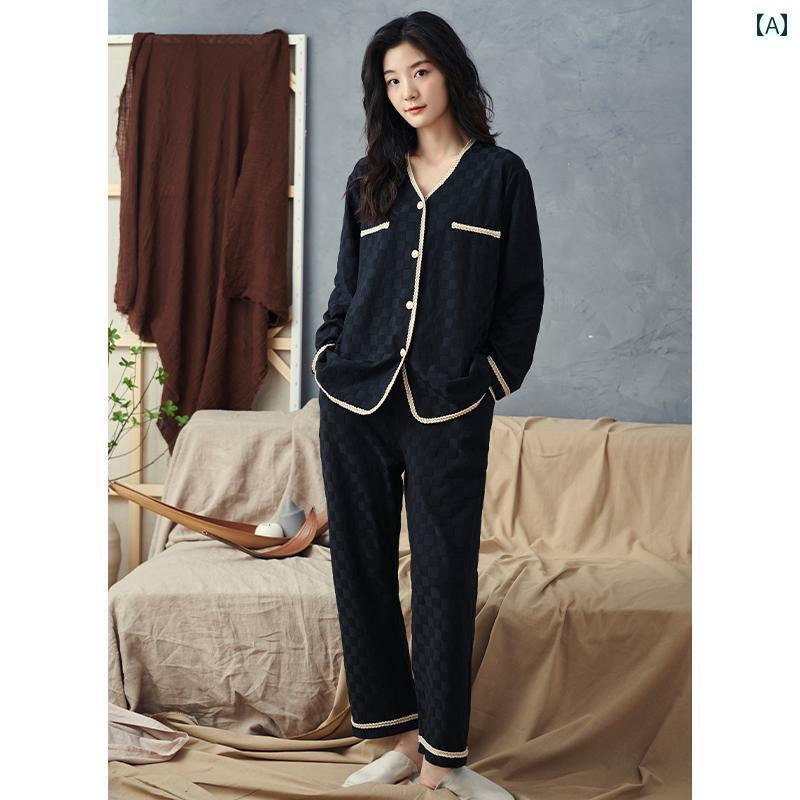 レディース　パジャマ　スウェット　上下 キャットマン チェスボード パジャマ レディース 春秋 綿 長..