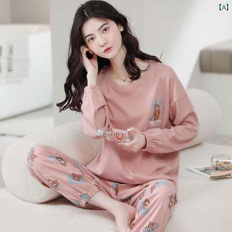 レディース　パジャマ　スウェット　上下 2025 春秋 レディース 綿 100 % パジャマ 袖口 付きで 外出 着と しても 使える 長袖 カジュアル ホームウェア