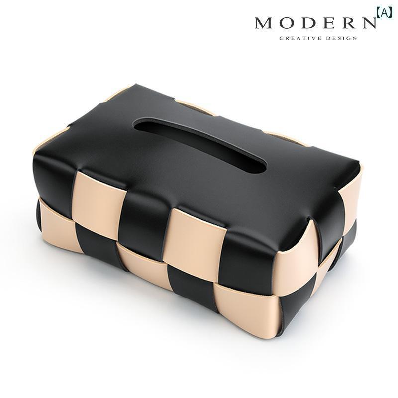 インテリア　ラック　収納 モダン ブラックと ホワイトの チェス 盤 ティッシュ ボックス リビング ル..