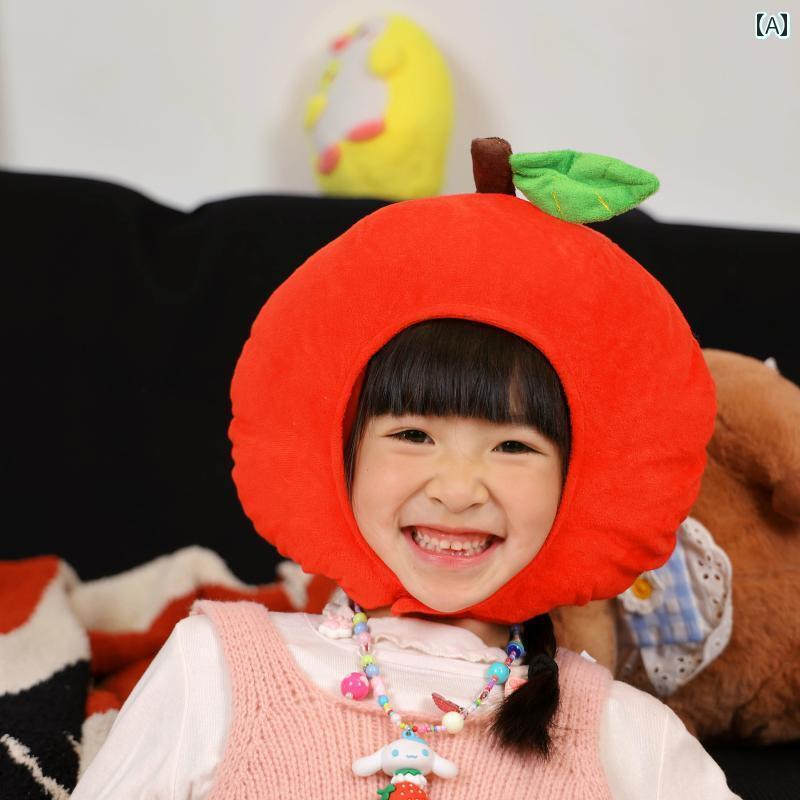 帽子　うさぎ耳　かわいい かわいい の フルーツ 帽子 リンゴの ヘッド ギア クリスマスイブ クリスマスの 写真 子供の 撮影の 小道具