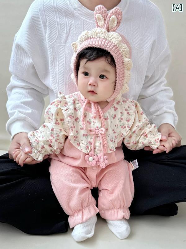 帽子　うさぎ耳　かわいい ベビー 帽子 秋冬型 かわいい プリンセス 耳 保護 ウール レース ニット 小さい