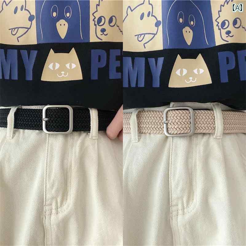 レディース　ベルト　カジュアル 女子 学生用 編み込み ベルト 装飾 ジーンズ メンズベルト メンズ 軍..