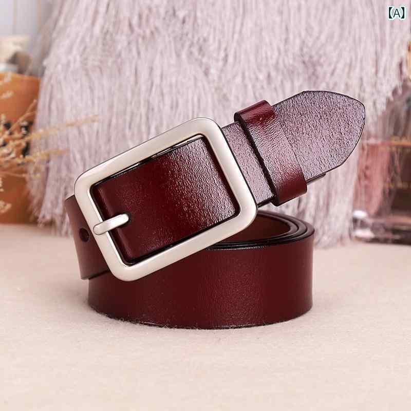 レディース　ベルト　カジュアル レディース 幅 広 革 ベルト ジーンズで な スクエアトゥ インな 牛革 黒の 装飾