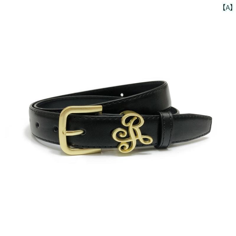 レディース　ベルト　カジュアル 女性用 メタル バックル ブラック ベルト ハイエンド シンプルで レトロ 装飾