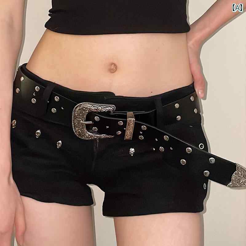 レディース　ベルト　カジュアル 重厚 レトロ スタッズベルト レディースファッション 個性 ハイエンド..