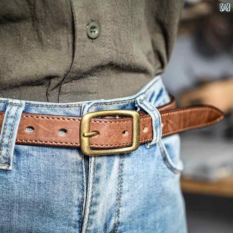 レディース　ベルト　カジュアル レトロ アメリカ 銅 ピン バックルベルト 女性用 牛革 ベルト シンプルで な デニム 柔らかい 文学