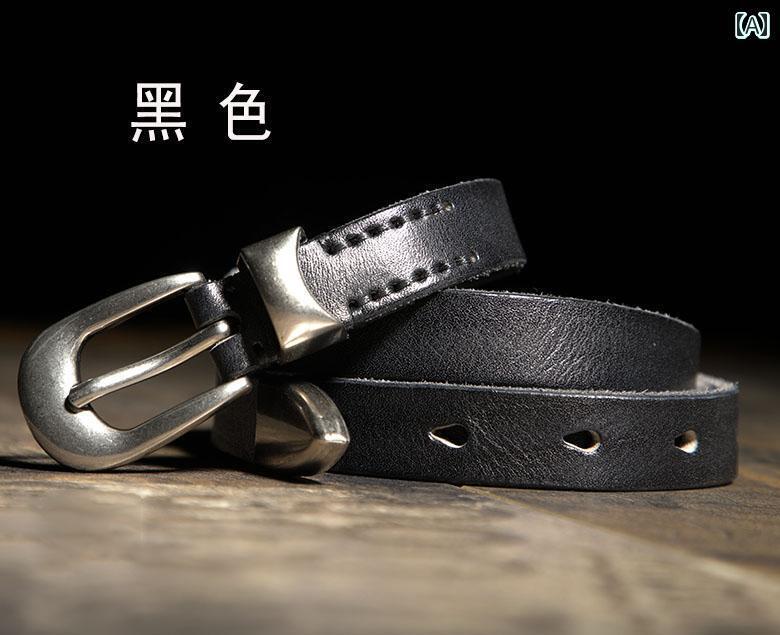 レディース　ベルト　カジュアル Pixuange フレンチ エクステンデッド ノット レトロ ウォッシュ 加工 ナチュラル グレーン 最上層 牛革 ベルト シルバーバックル