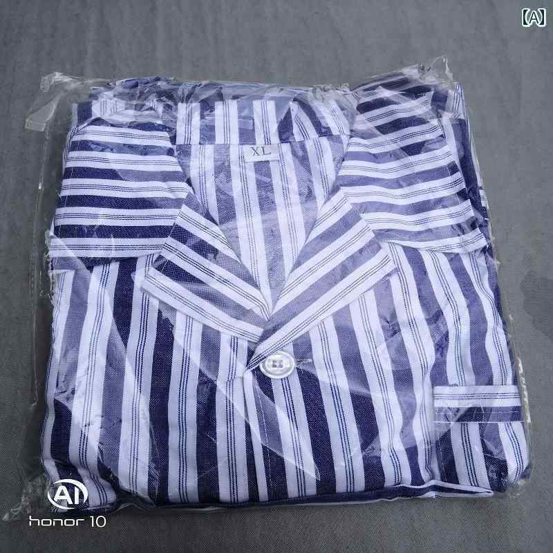 ストライプ　パジャマ　スウェット 宜 安 燕の 病院の 制服 綿の 滅菌 患者用の 男女の パジャマ 家庭 着 長袖 シャツ 縦縞の 看護 服