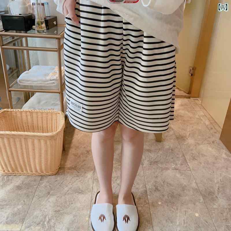 半袖　半ズボン　パジャマ 夏の 女性用 パジャマ 大きめ サイズ 5点 ストライプパンツ 糸 染め ショー..