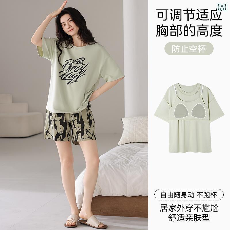 半袖　半ズボン　パジャマ Maoren 夏用 綿 パジャマ レディース 2025 ゆったり 大きいサイズ 半袖 ショート パンツ ツーピース ホームウェア