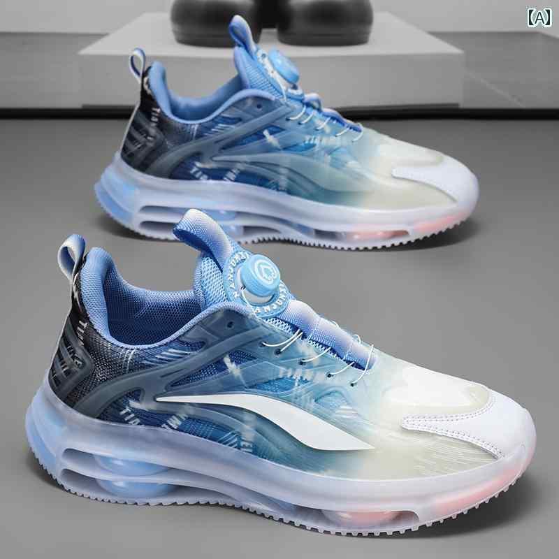 ランニング　シューズ　カジュアル 回転 ボタン 紳士靴 夏 通気性 メッシュ ジュニア スポーツ ランニング シューズ 中学生 男の子