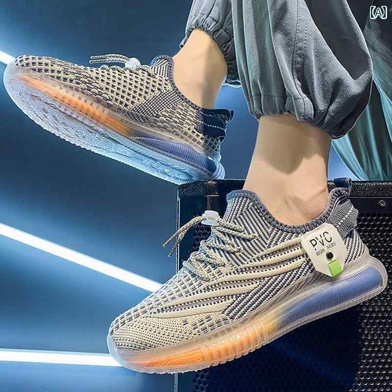 ランニング　シューズ　カジュアル メンズ 春 通気性 フライング メッシュ シューズ 2025 プー ティアン ソフト ソール ココナッツ 350 ランニング カジュアル スポーツ